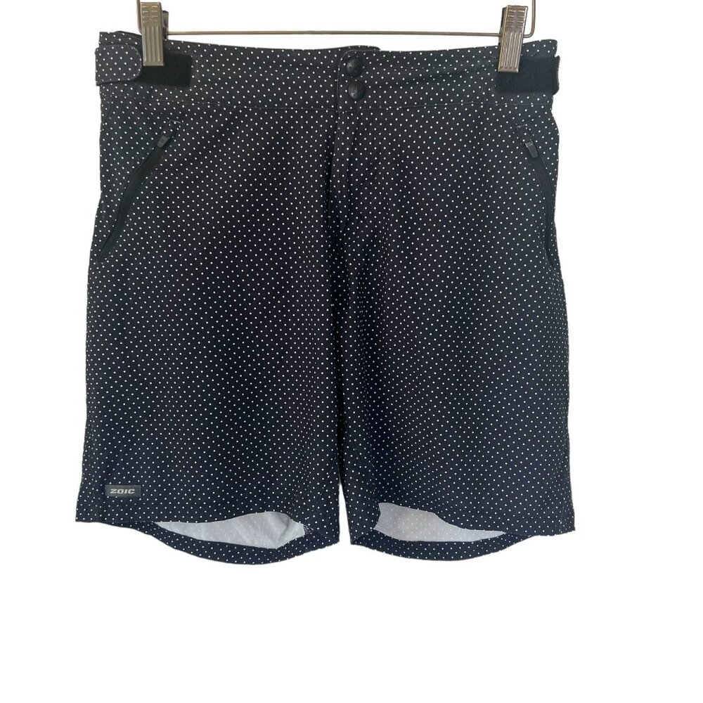 ZOIC Navaeh 7" Inch Seam Black White Polkadot Cycling Shorts Large